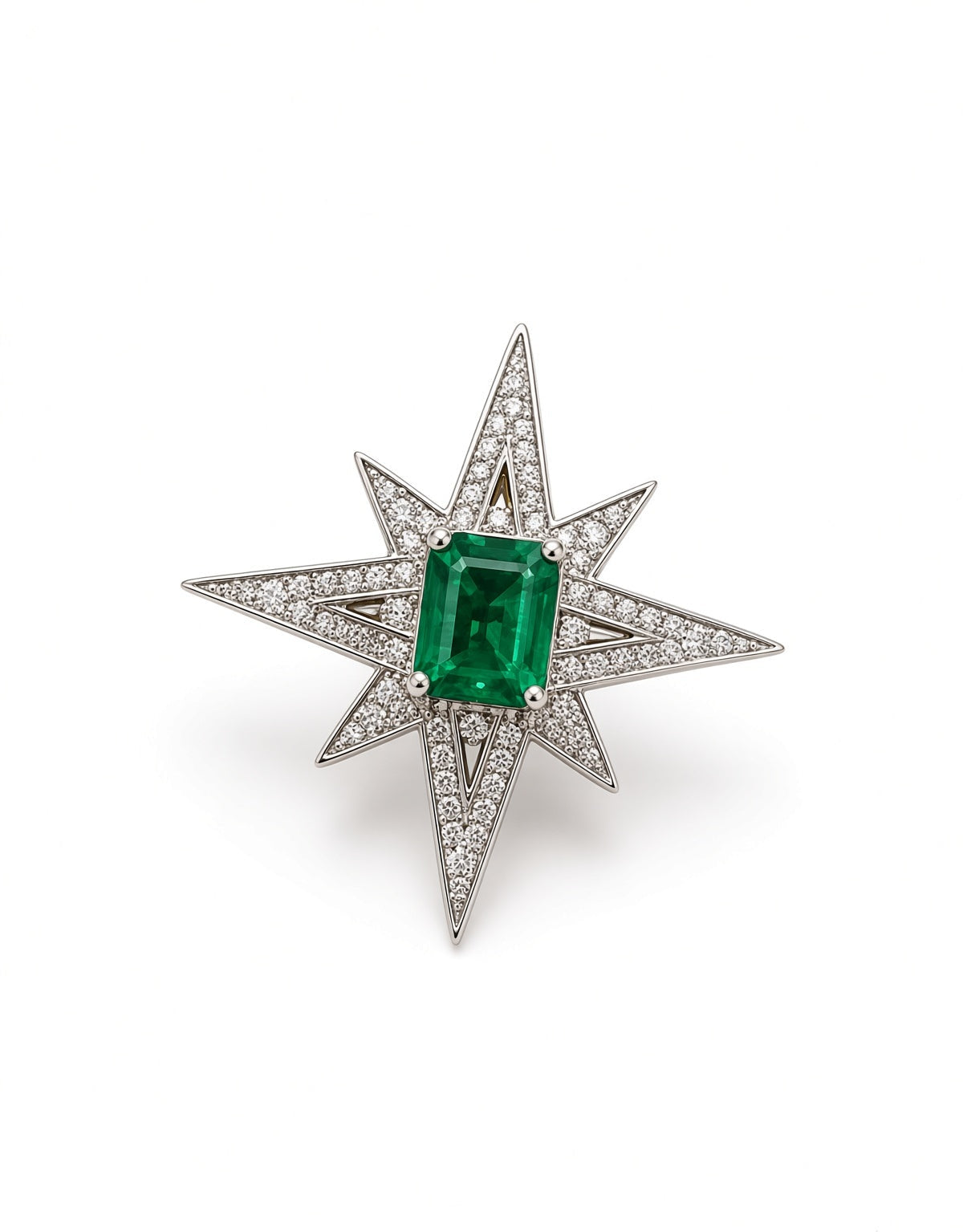 Emerald Star Brooch