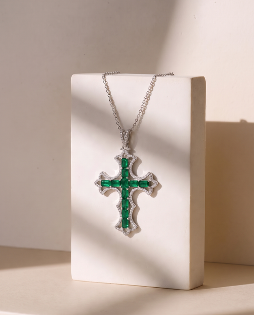 Emerald Cross Pendant