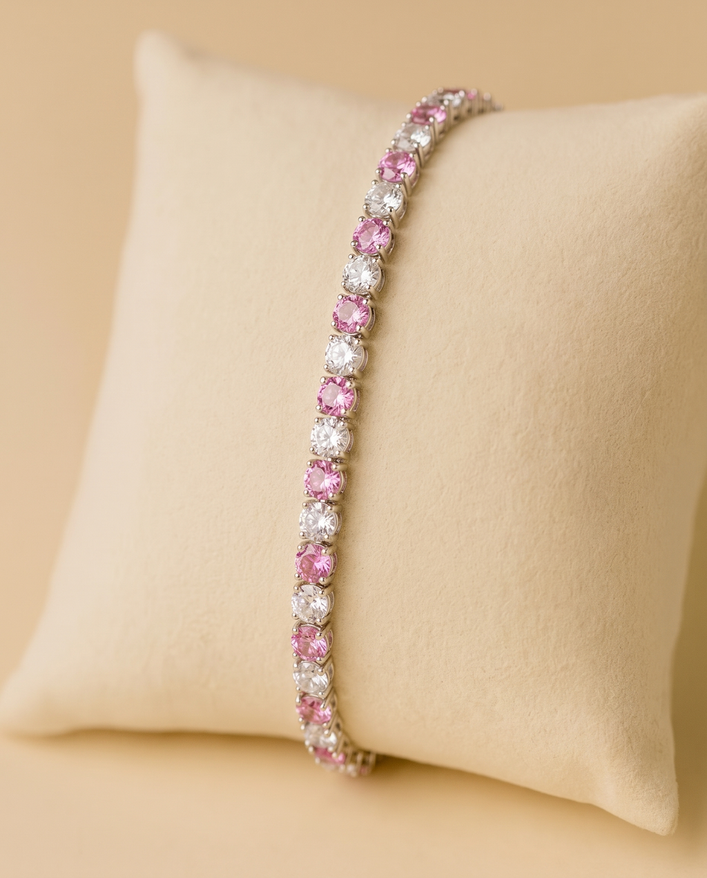 Blush Pink and White Tennis Bracelet