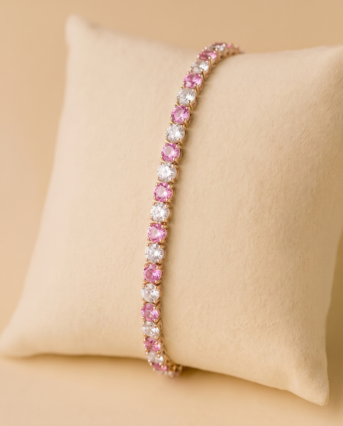 Blush Pink and White Tennis Bracelet