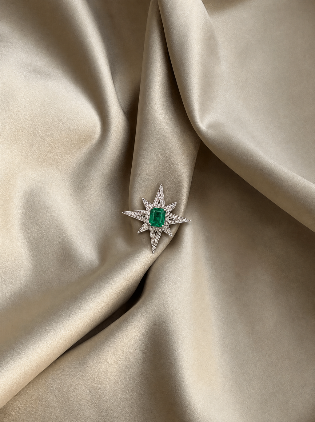 Emerald Star Brooch