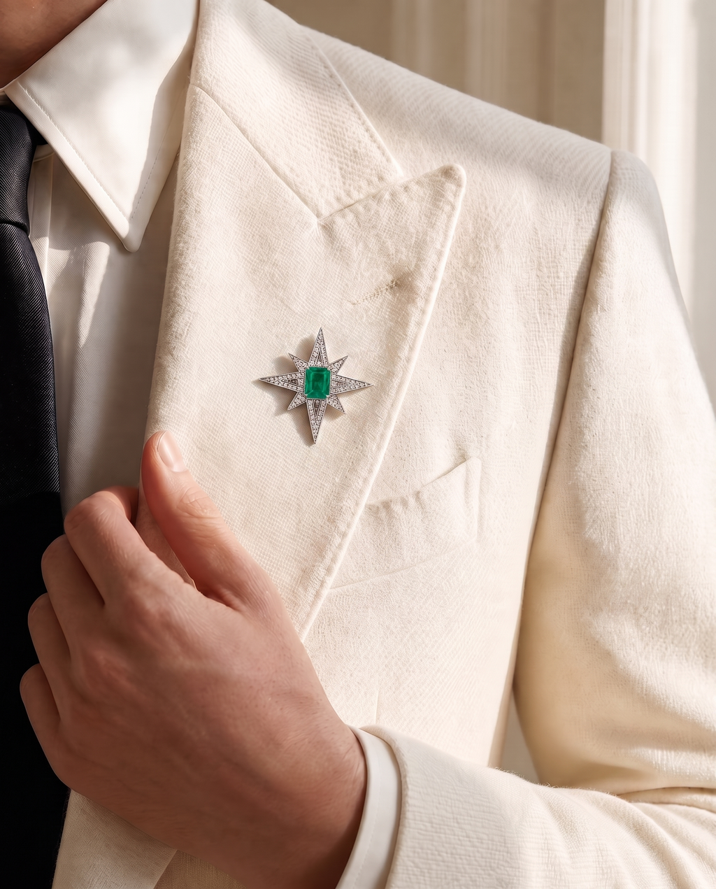 Emerald Star Brooch