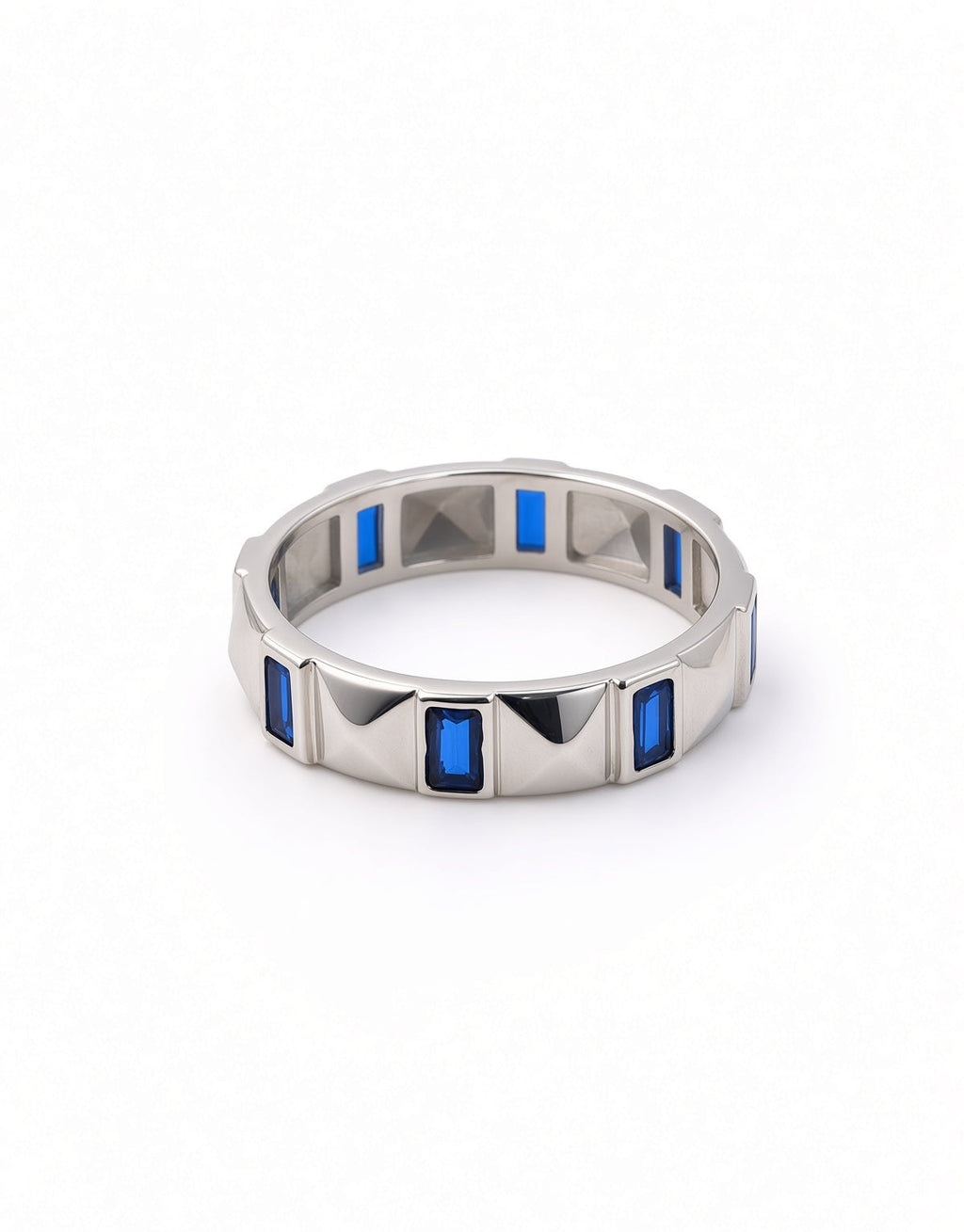 Blue Baguette Pyramid Ring