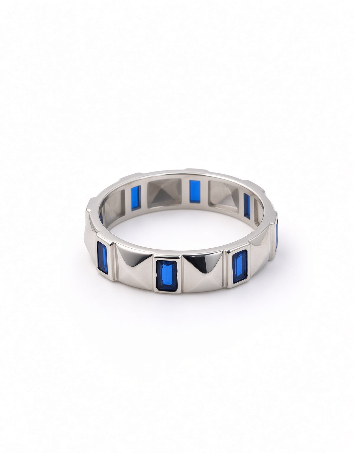 Blue Baguette Pyramid Ring
